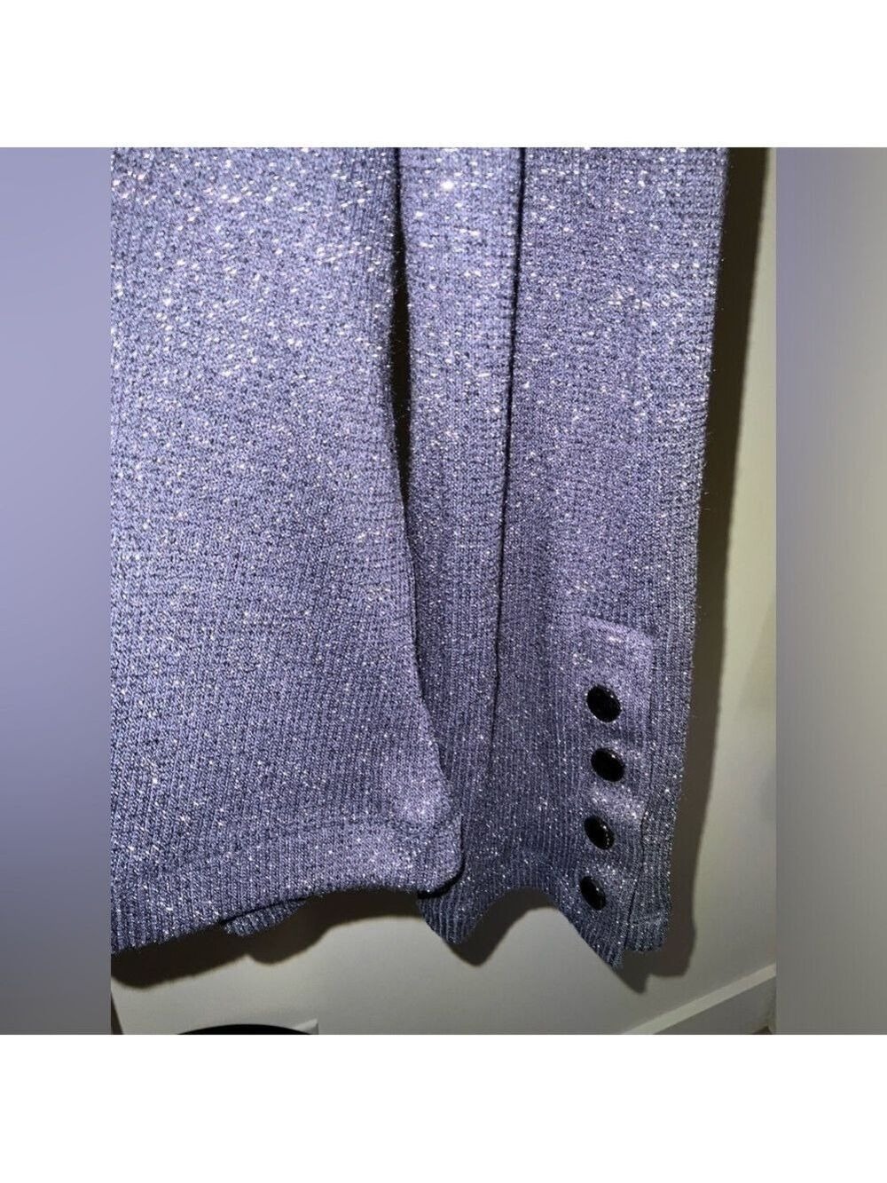 Violets & Roses long sleeve shimmer top in midnight blue (almost black)- NWT -XL